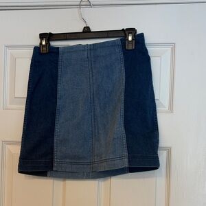 Free People Two-Tone Denim Mini Skirt
